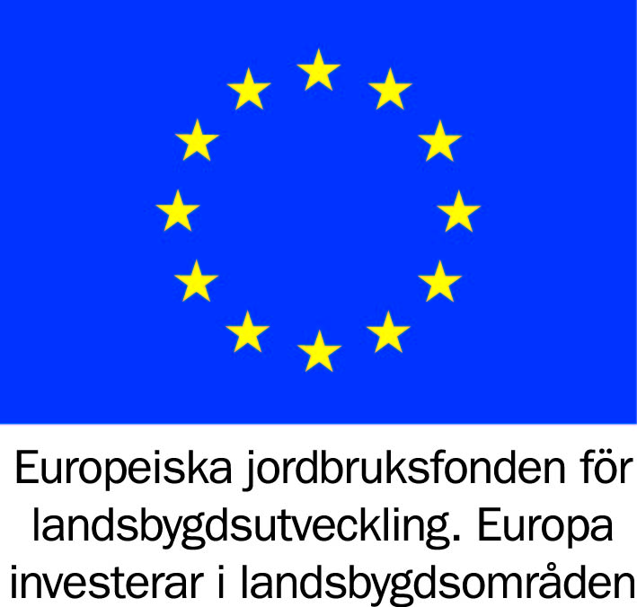 Logotyp EU med texten Europeiska jordbruksfonden för landsbygdsutveckling. Europa investerar i landsbygdsområden.